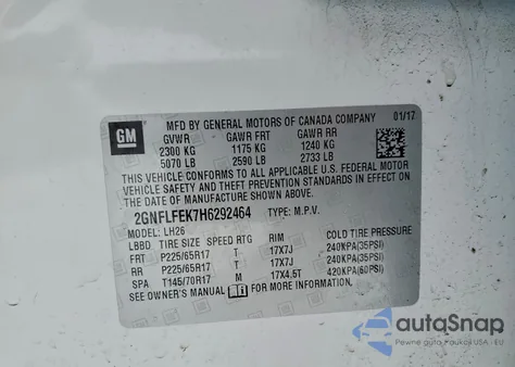 2017 Chevrolet Equinox Lt from USA, damaged, VIN 2GNFLFEK7H6292464